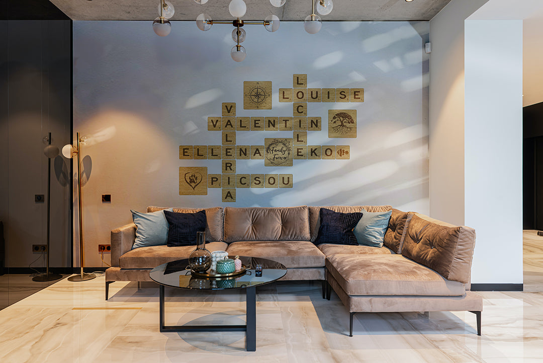 Lettre géante murale 20x20cm façon jeu de lettre prêt à poser.