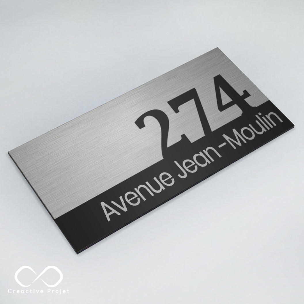 Plaque Numéro De Rue Personnalisée PVC Extérieur 15x10cm - Gravée Laser - Fixation Au Choix - Gris Alu Métallisé