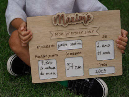 Pancarte évolutive de rentrée mon premier jour d'école évolutive personnalisée à remplir