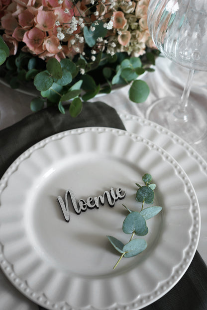 Prénoms pour place de mariage, chemin de table et placement des invités paillettes d'argent